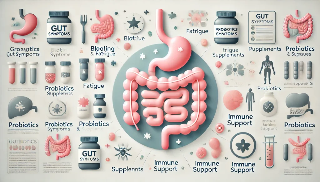Infographic design showing top questions about choosing and using a gut repair supplement