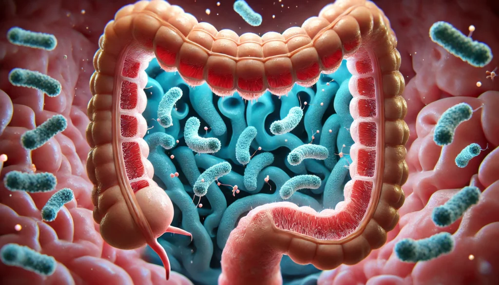 Visualization of probiotics reinforcing gut lining to heal leaky gut with cellular tight junctions
