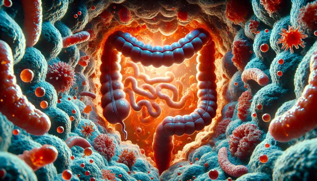 Microbial imbalance in the gut leading to gas, fermentation, and bubble guts and diarrhea symptoms