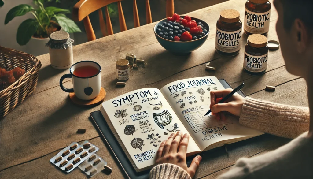 Person tracking symptoms and food response while following a plan to heal leaky gut in 2 weeks