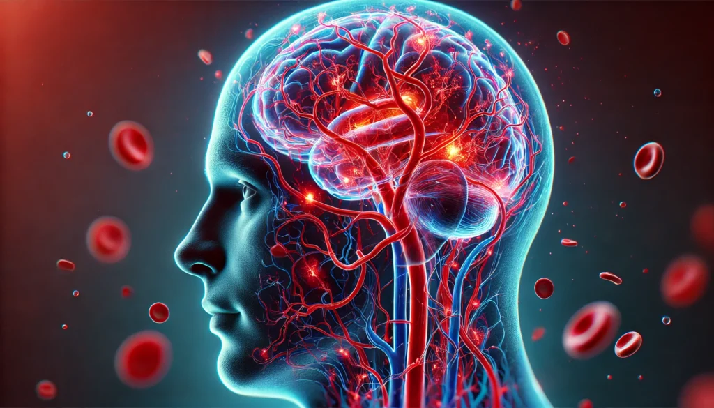 Vivid cerebral circulation showing how blood flow powers energy in the brain