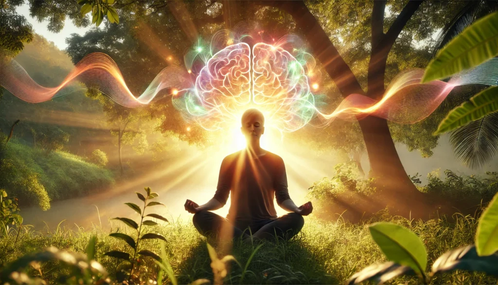 Mindful lifestyle enhancing energy in the brain through peace, clarity, and healthy habits
