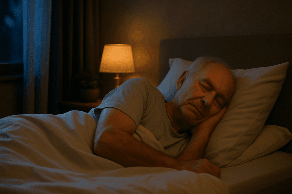 Elderly person sleeping peacefully to support brain restoration and memory function.