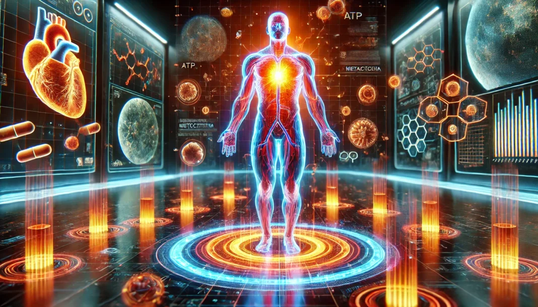 Human body emitting internal heat and energy to represent the physiological intensity of hypermetabolism symptoms