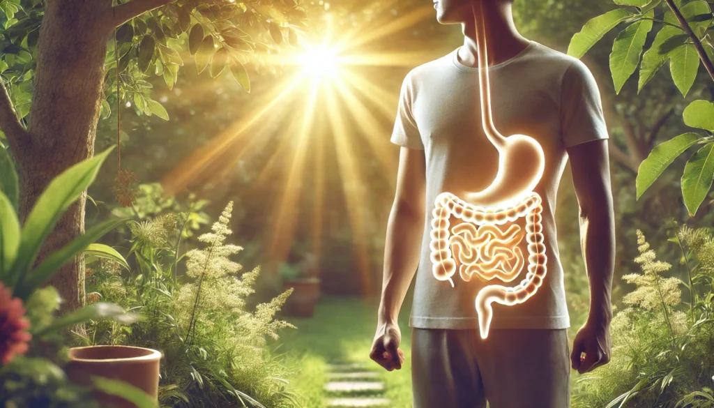 Person relieved and energized outdoors after managing spastic colon symptoms successfully