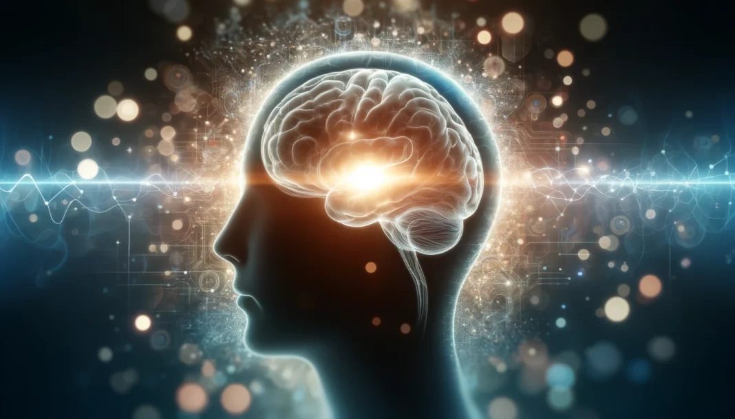 Human brain visualized with cognitive activity zones, symbolizing what is a cognitive disability in a cinematic abstract concept